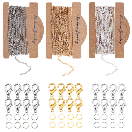 1.5mm/2.0mm Copper Link Cable Chain Kit with 10 Lobster Clasps and 20 Jump Rings for Men Women Jewelry Chain DIY Making 5 Meters