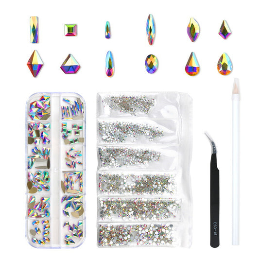 10 grams of hot fix flat glass rhinestone sample box set