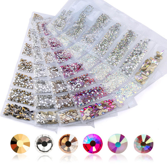 7 grids flat glass rhinestone & shaped drill sample set