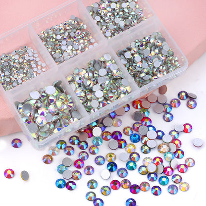 6 compartment divided glass flat bottom rhinestone sample set