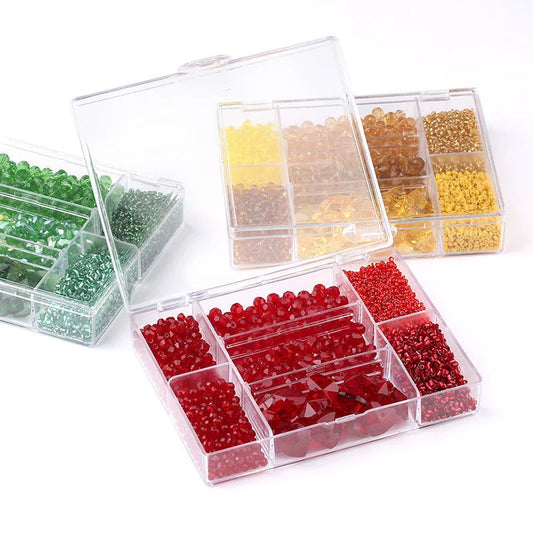 7 compartments of crystal glass rice beads sample