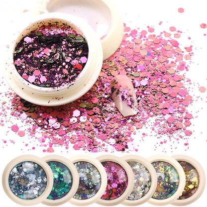 Sample box of nail art glitter powder