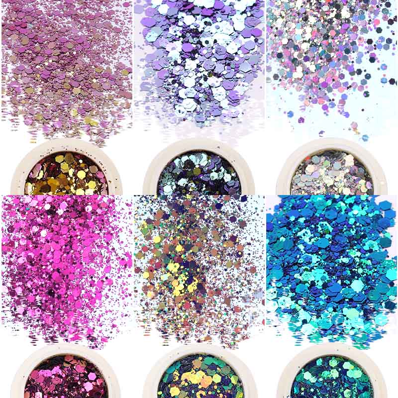 Sample box of nail art glitter powder