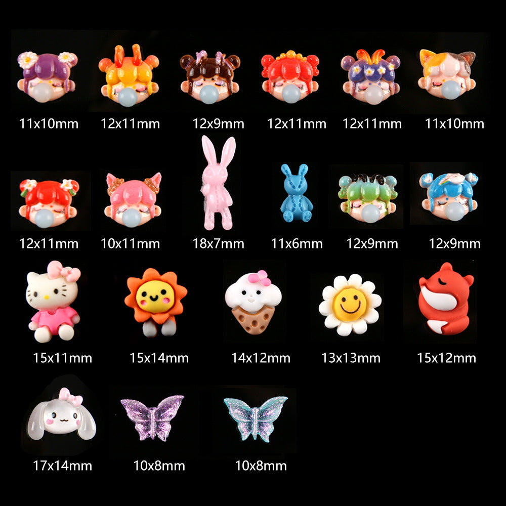 Cartoon resin accessories 21 cells sample set