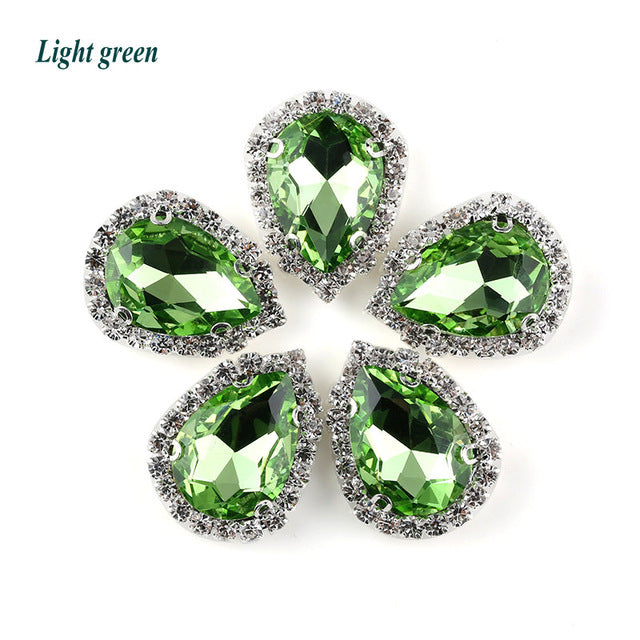 13*18mm 4 claw flat bottom glass sewing crystal claw rhinestone samples