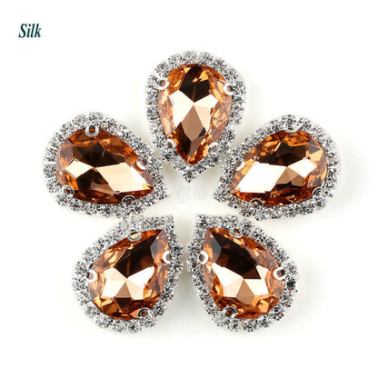 13*18mm 4 claw flat bottom glass sewing crystal claw rhinestone samples