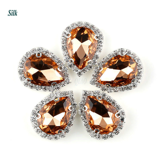 10*14mm 4 claw flat bottom glass sewing crystal claw rhinestone samples