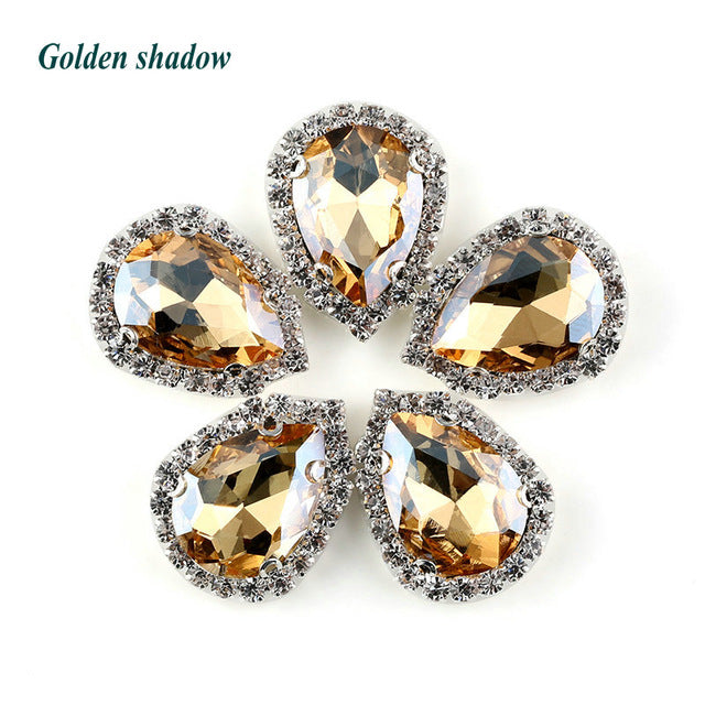 13*18mm 4 claw flat bottom glass sewing crystal claw rhinestone samples