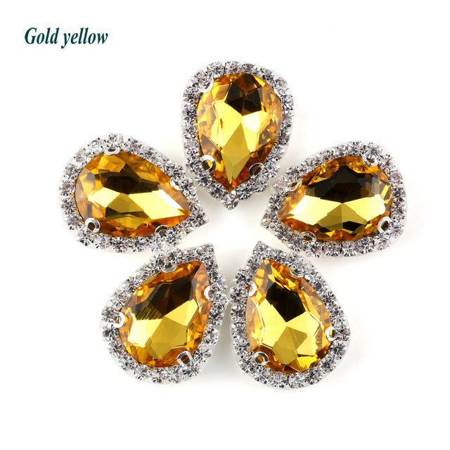 13*18mm 4 claw flat bottom glass sewing crystal claw rhinestone samples