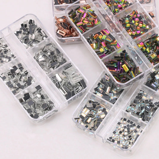 Rectangular crystal mirror flat bottom rhinestone sample