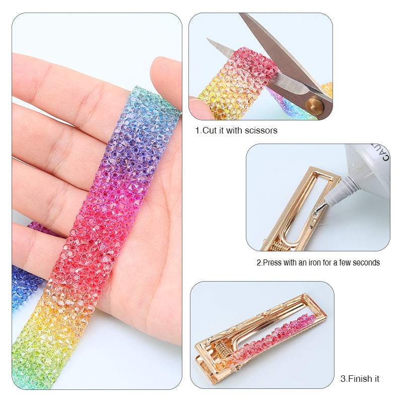 Rainbow Rhinestone Tape Sample