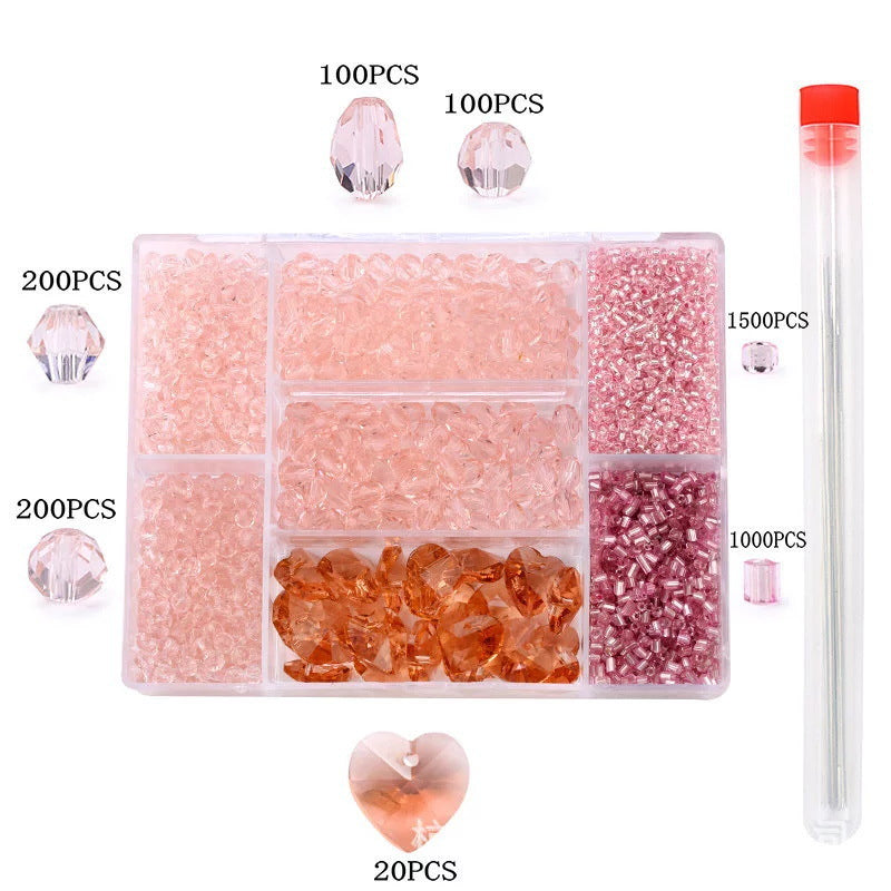 7 grid glass love rice beads sample box