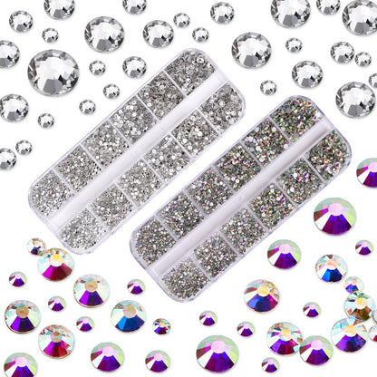 12 cell flat bottom glass rhinestone sample 3600pcs/box