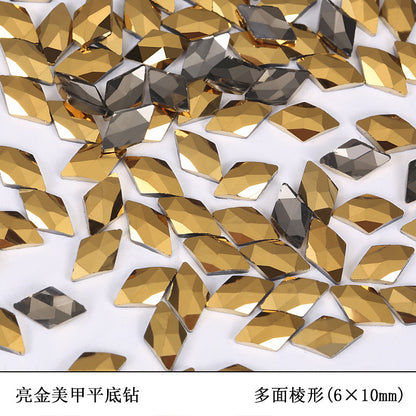 Flat bottom glass shaped rhinestone samples bright gold mixed size 50pcs/bag