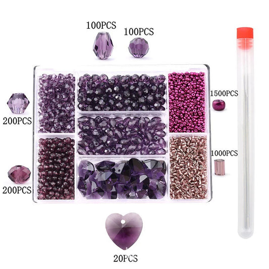 7 grid glass love rice beads sample box