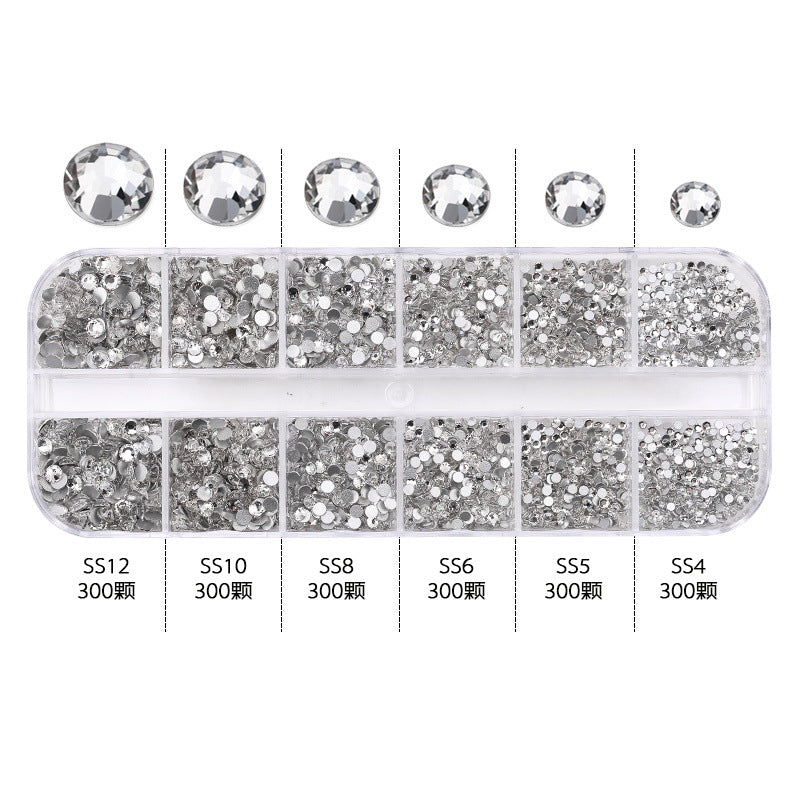 12 cell flat bottom glass rhinestone sample 3600pcs/box