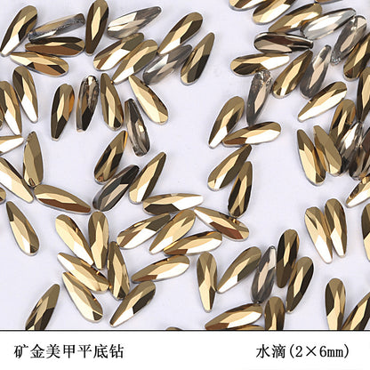 Flat bottom glass shaped rhinestone samples bright gold mixed size 50pcs/bag