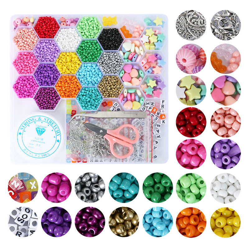 Sample set of 24-color rice beads in a 26-gram box