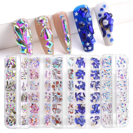 12 cell shaped flat bottom rhinestone sample set