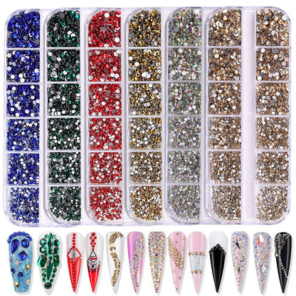 12 cell flat bottom glass rhinestone sample 3600pcs/box