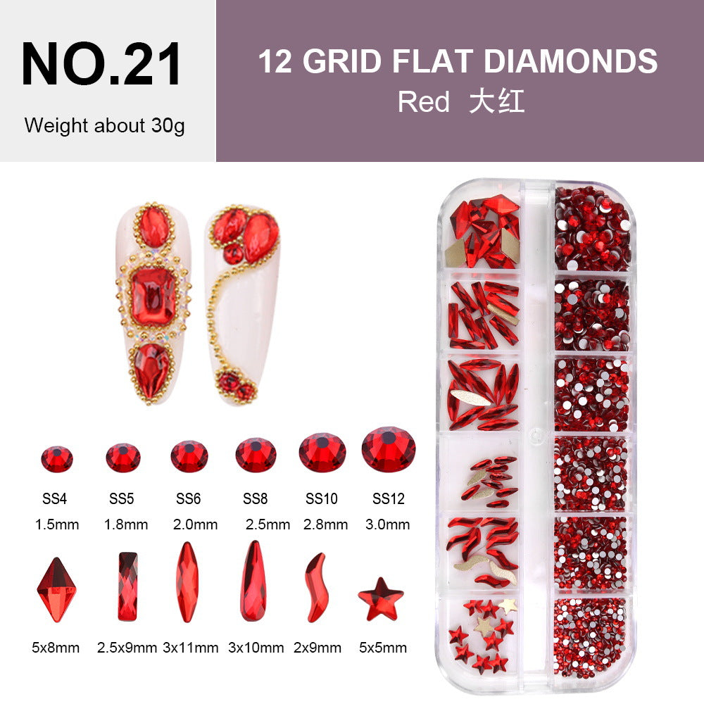 12 cell shaped flat bottom rhinestone sample set