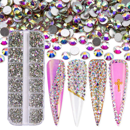 12 cell flat bottom glass rhinestone sample 3600pcs/box