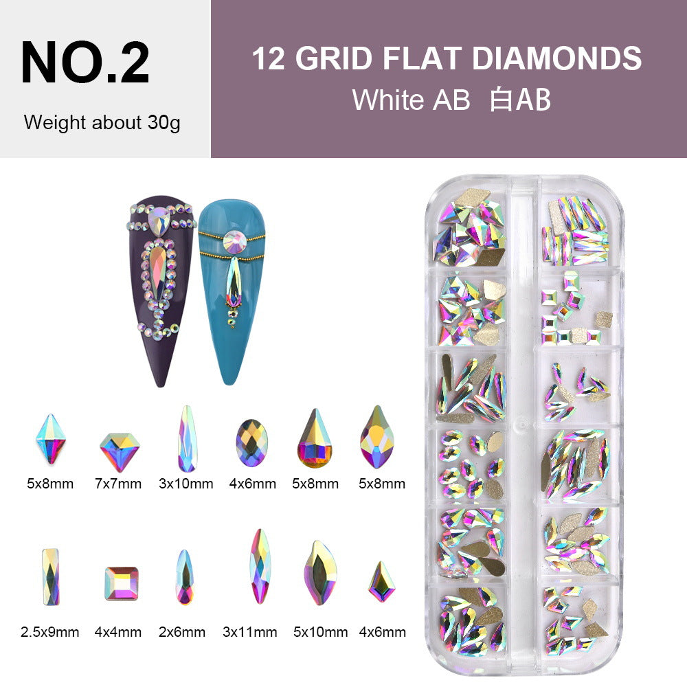 12 cell shaped flat bottom rhinestone sample set