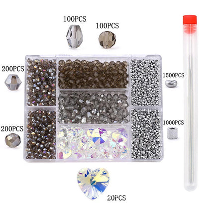 7 grid glass love rice beads sample box