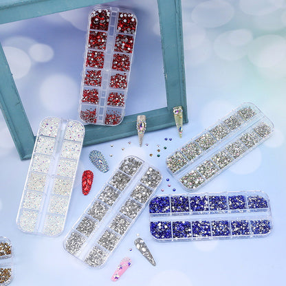 12 cell flat bottom glass rhinestone sample 3600pcs/box