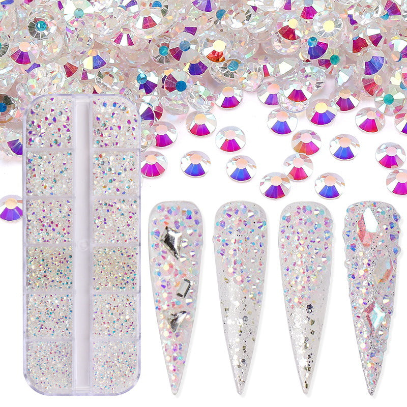 12 cell flat bottom glass rhinestone sample 3600pcs/box