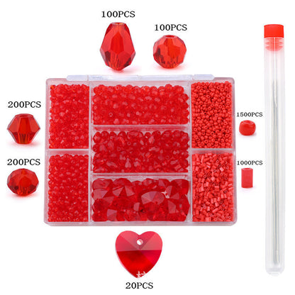 7 grid glass love rice beads sample box