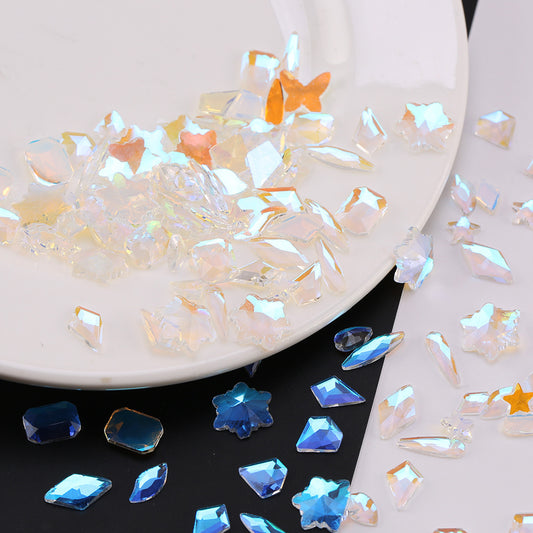 Flat bottom glass shaped rhinestone samples aurora borealis AB color mixed size 50pcs/bag