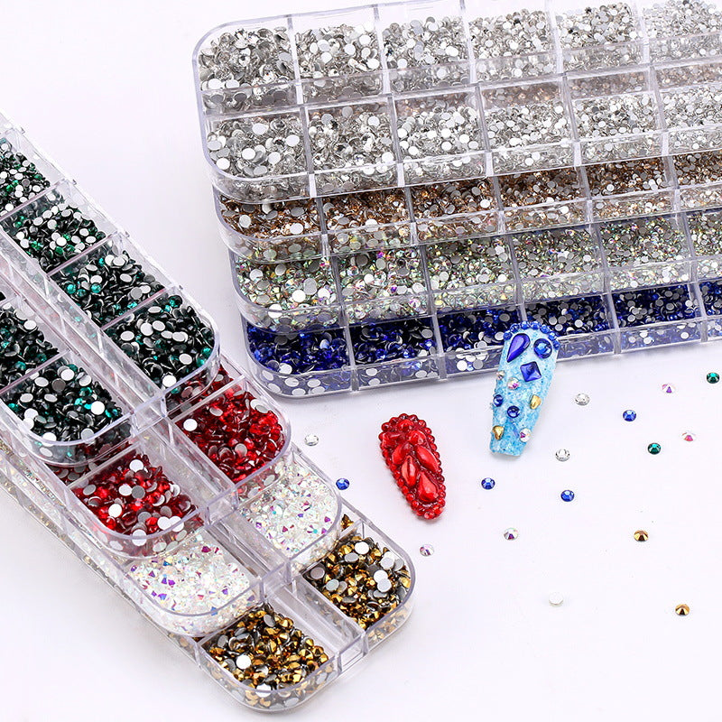 12 cell flat bottom glass rhinestone sample 3600pcs/box