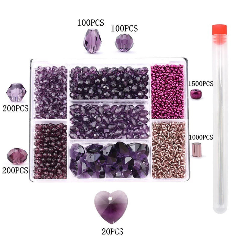 7 grid glass love rice beads sample box