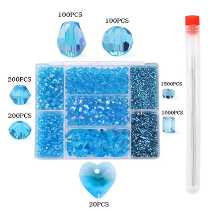 7 grid glass love rice beads sample box