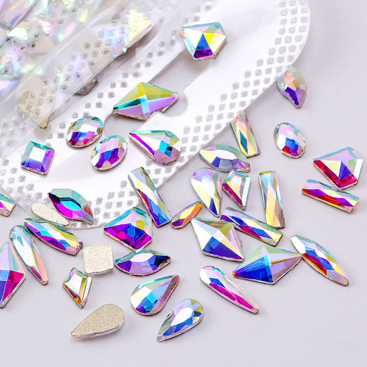 Flat bottom glass shaped rhinestone sample mix 50pcs/bag