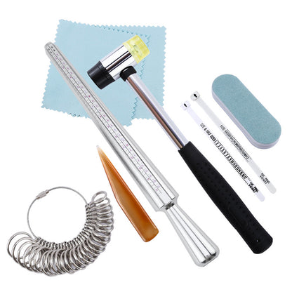 US UK Ring Sizer Measuring Tool Set Aluminum Ring Mandrel with Finger Gauges Metal Ring Sizer Tool Set For Jewelry Making DIY